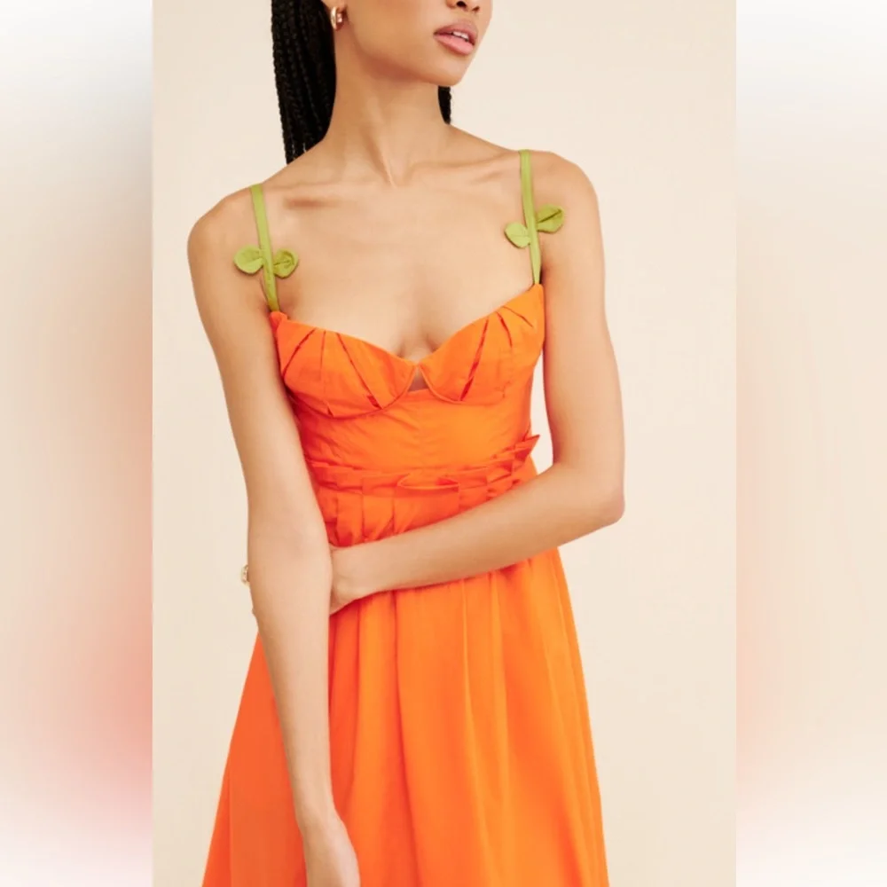 Farm Rio Bicolor Sleeveless Organic Cotton Midi Dress - Picture 2 of 6